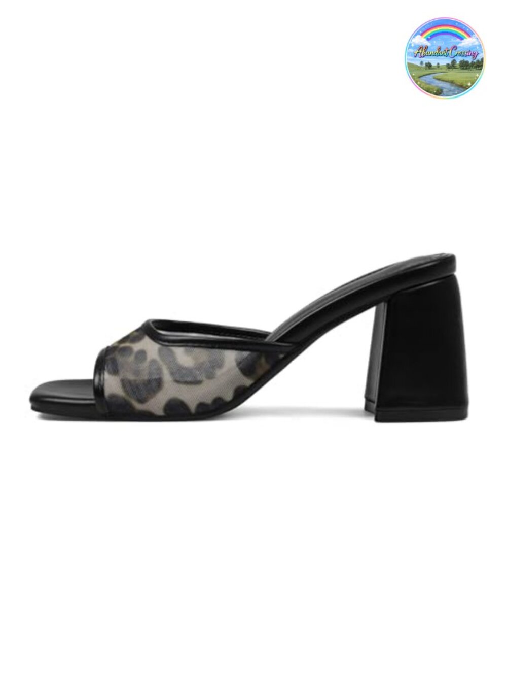 Women's Mesh Block Heel Sandals Square Toe Slip On Dressy Mule Heels